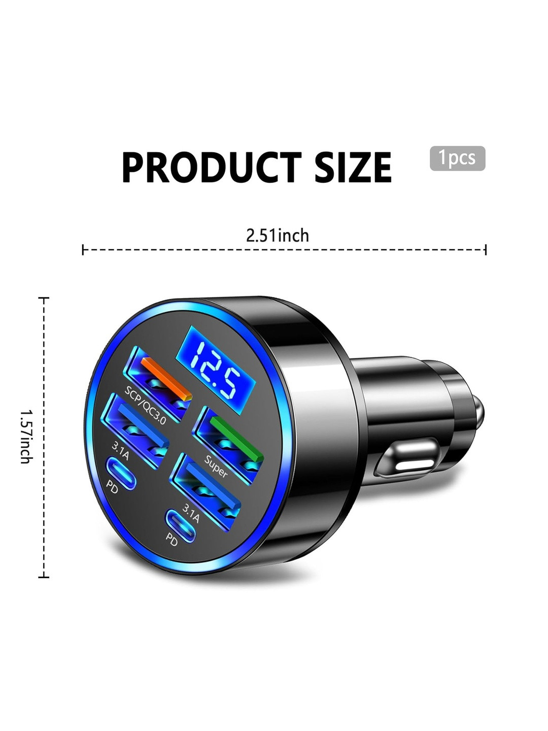 Flenzy Sleek 6-Port USB Car Mobile Fast Charger Adaptor
