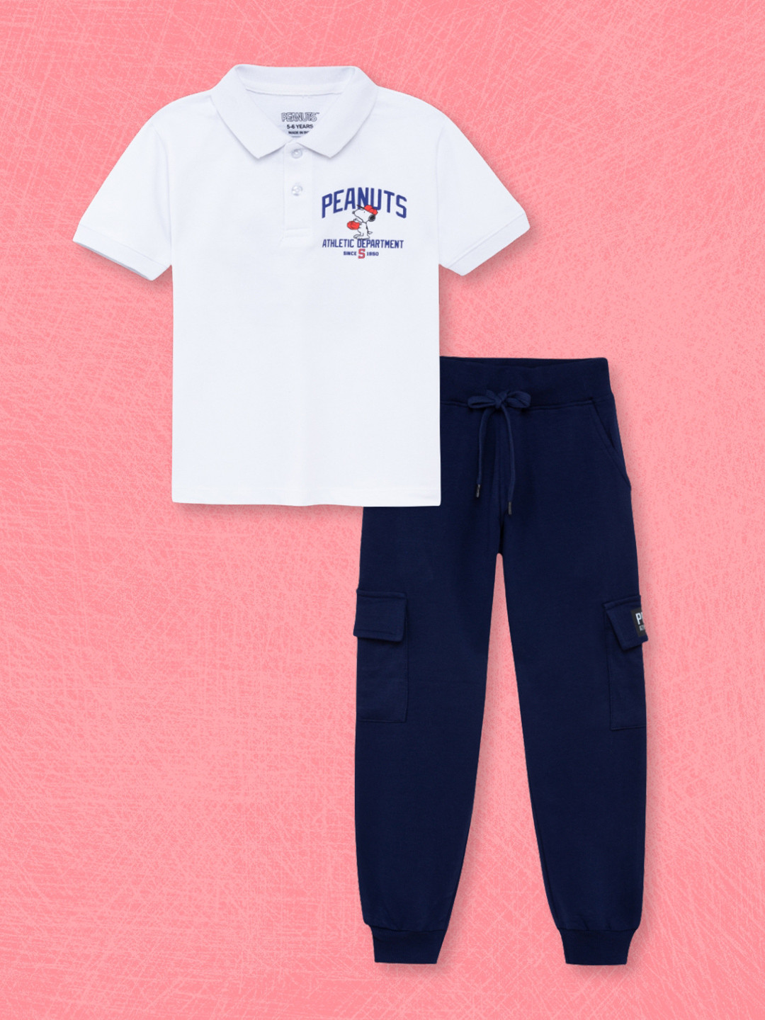 Nap Chief Kids Snoopy Printed Short Sleeves Pure Cotton T-shirt With Joggers