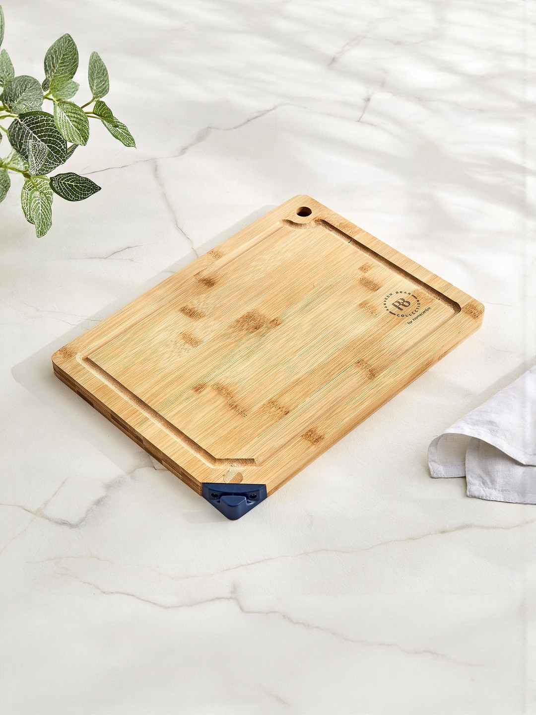 Home Centre Regal Luxe Tranquil Brown Bamboo Chopping Board with Knife Sharpener