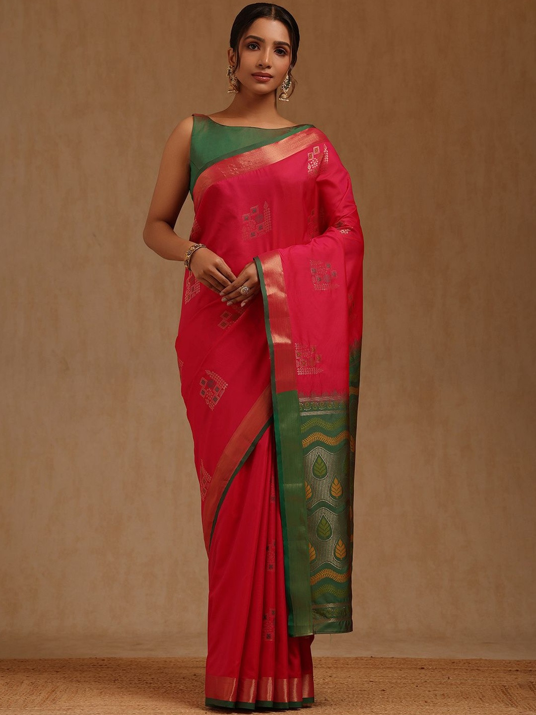 Soch Woven Design Zari Silk Blend Handloom Saree