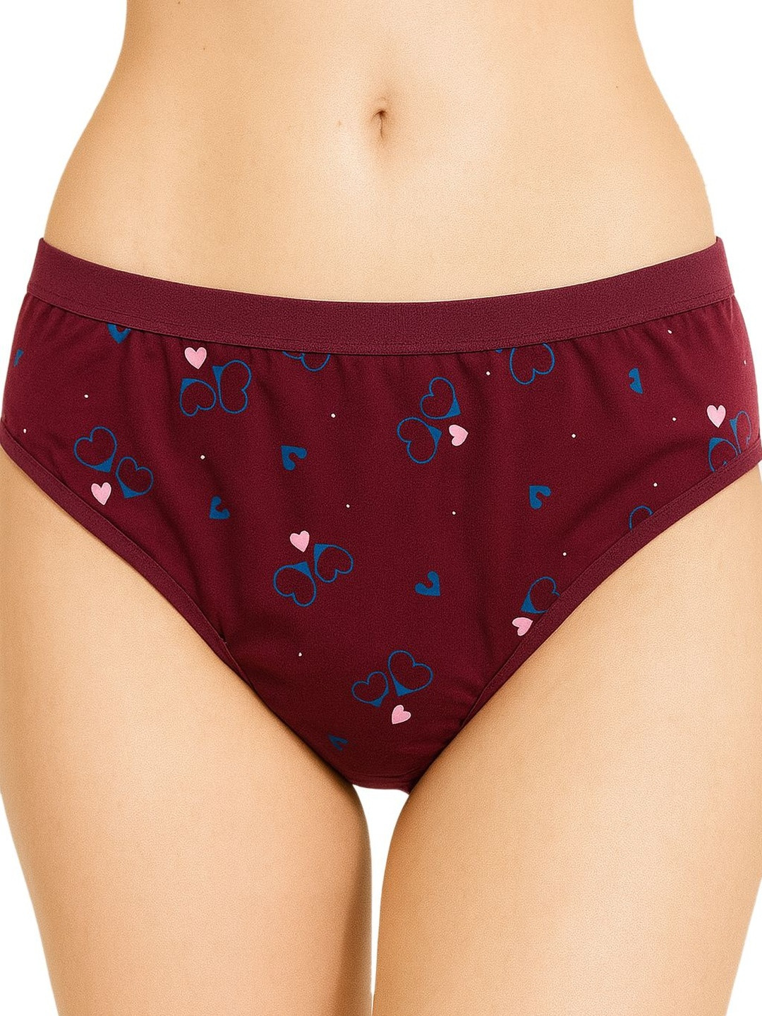 FiveFlag Pack Of 3 Women Printed Mid-Rise Outer Elastic Combed Cotton Hipster Briefs