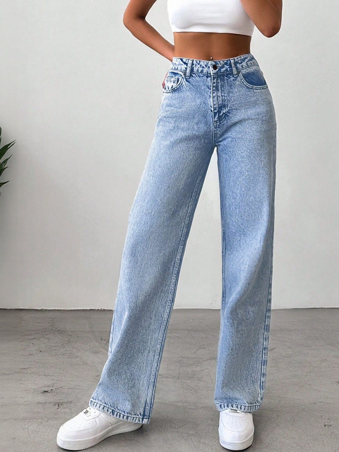 ROBECULT COLLECTION Women Comfort Straight Fit High-Rise Acid Wash Stretchable Jean