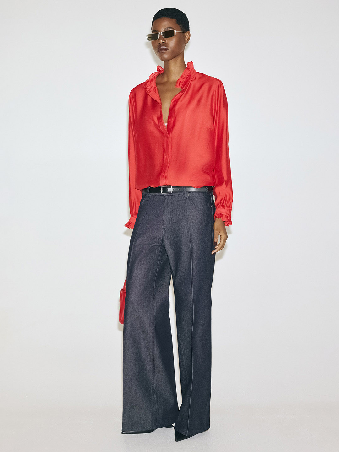 H&M Women Frill-Collar Long Sleeve Top