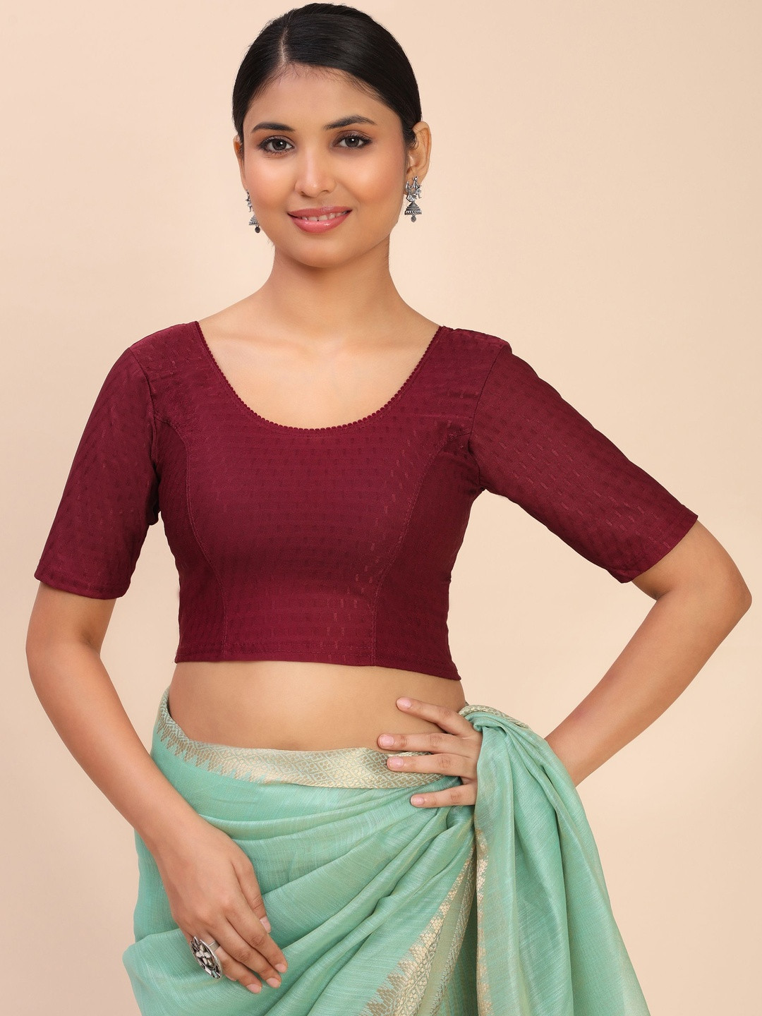 JOYT ENTERPRISE Elbow Sleeves Stretchable Saree Blouse