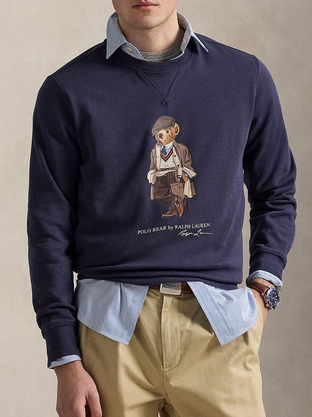 Polo Ralph Lauren Men Polo Bear Printed Round Neck Sweatshirt