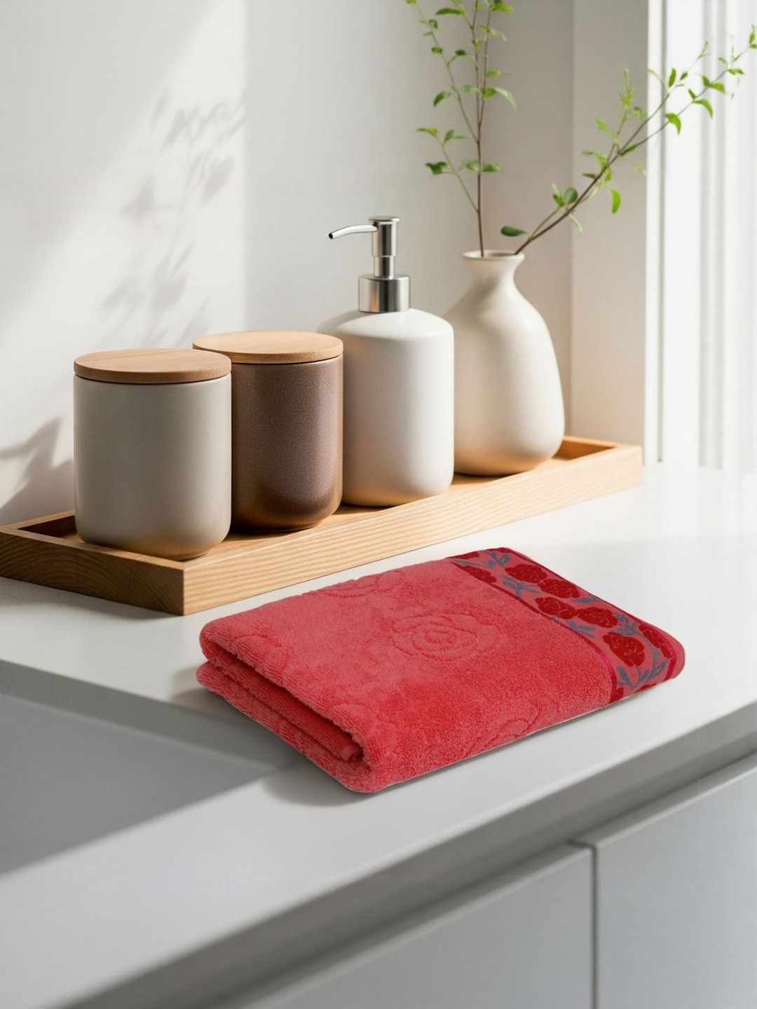 LIBERTY TOWELS Rose & Navy Blue 1 Printed 450 GSM Bath Towel