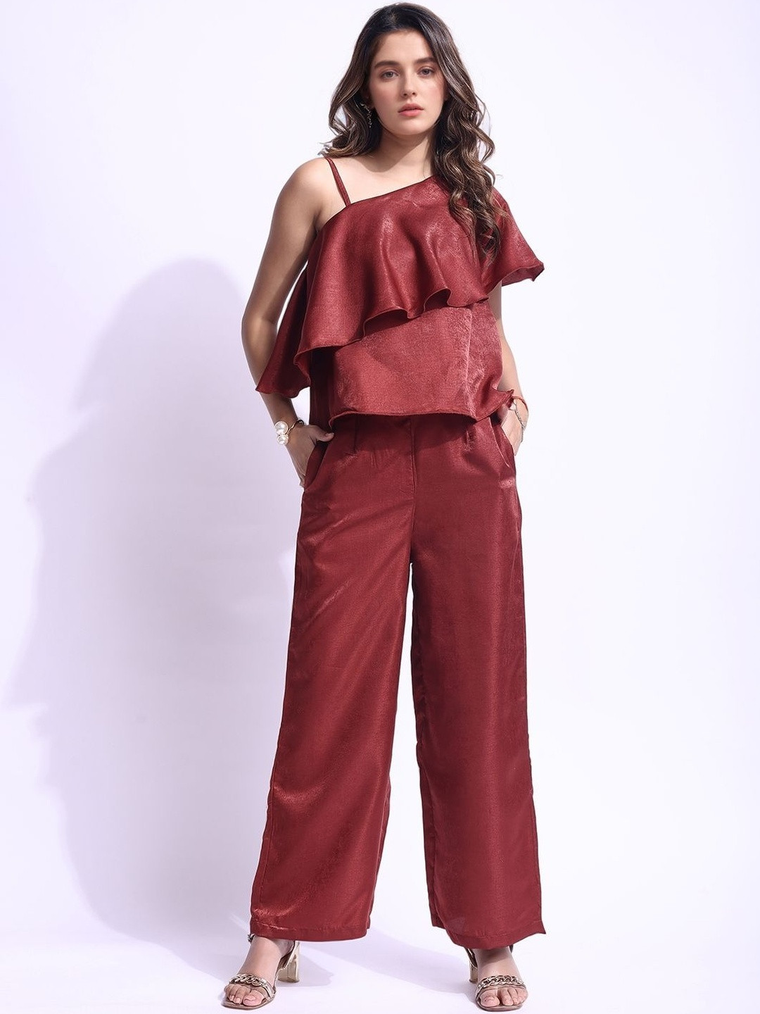 DressBerry One Shoulder Top With Trouser Co-Ords