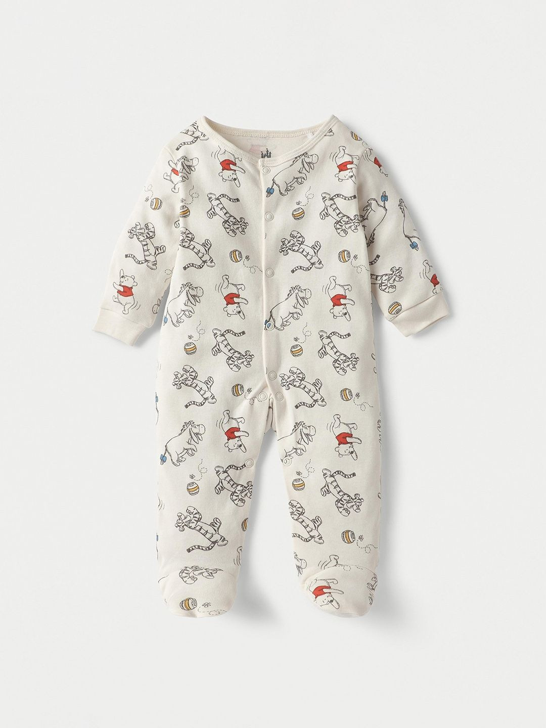 Juniors by Babyshop Boys Winnie-the-Pooh Print Long Sleeves Sleepsuit with Button Closure