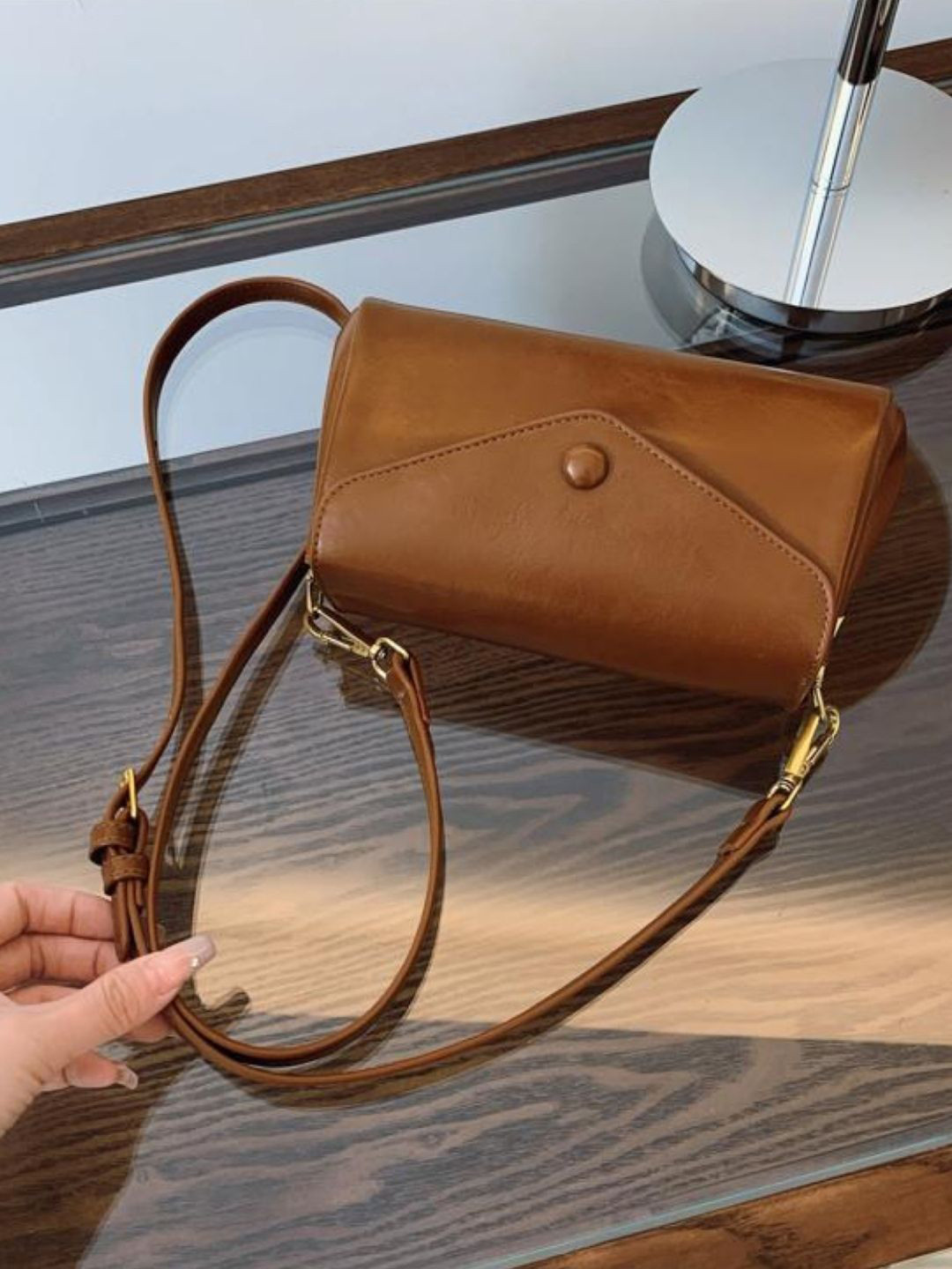 StyleCast PU Solid  Structured Sling Bag Wit Detachable Sling Strap