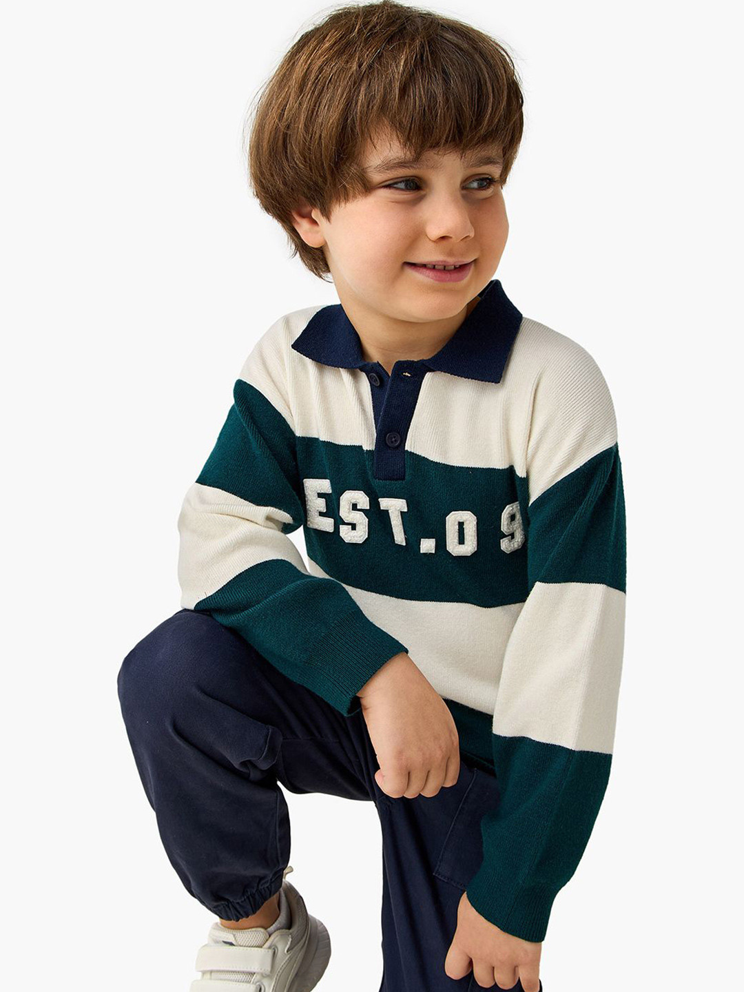 Juniors by Babyshop Boys Striped Polo Collared Long Sleeves Pullover