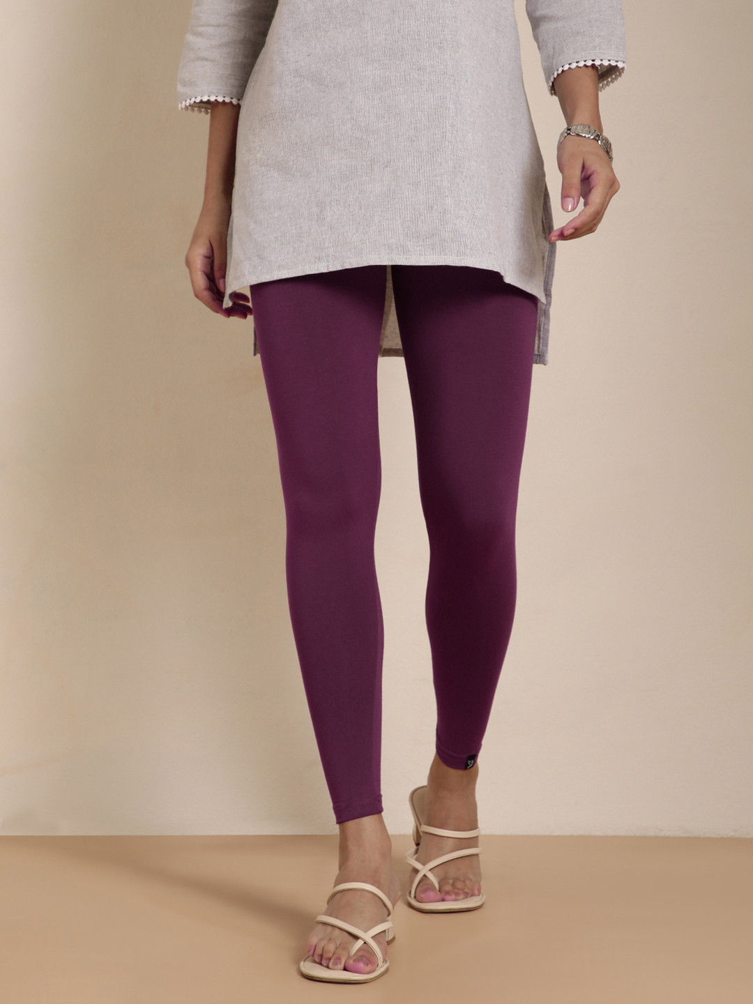 TWIN BIRDS Women Viscose Blend Solid Beet Root Ankle Length Legging