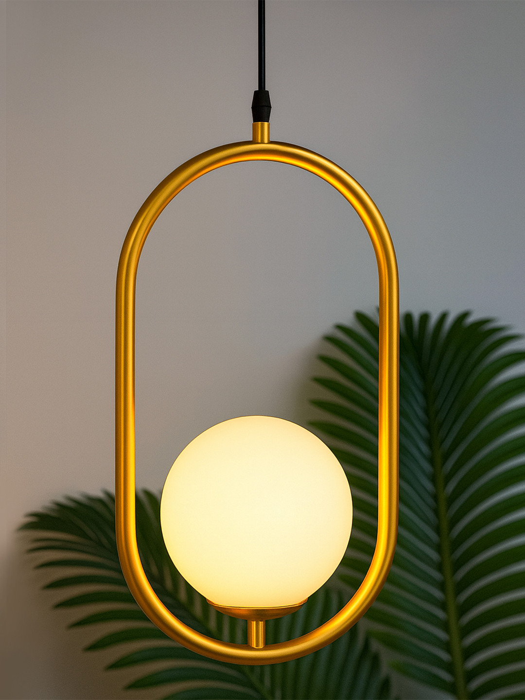 Homesake Gold-Toned Frosted Glass Mid Century Modern Ceiling Lamp