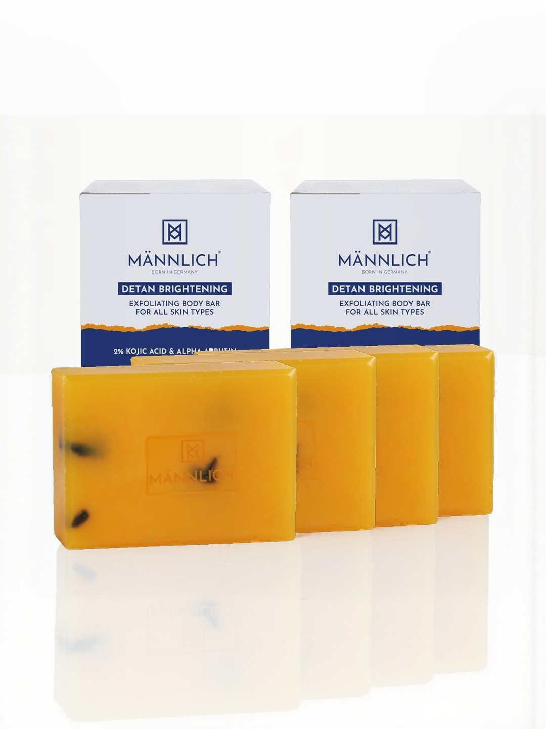 Mannlich Set Of 4 Detan Brightening Exfoliating Bar With Niacinamide - 75 g Each