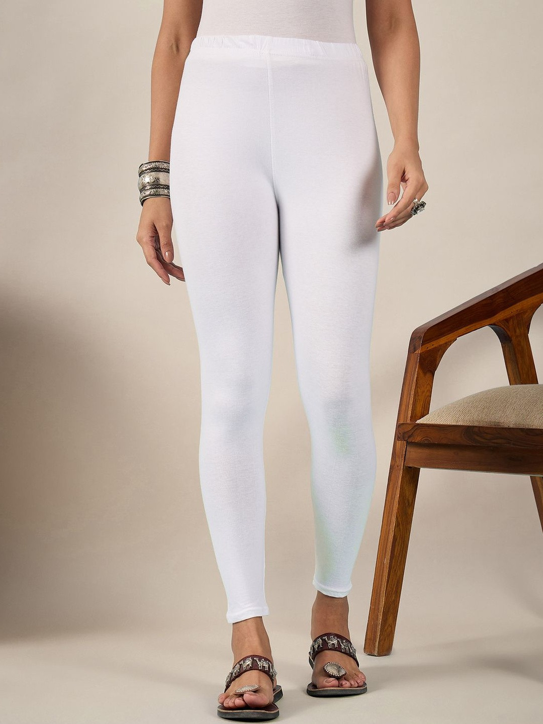 QIOA Cotton Mid Rise Ankle Length Leggings