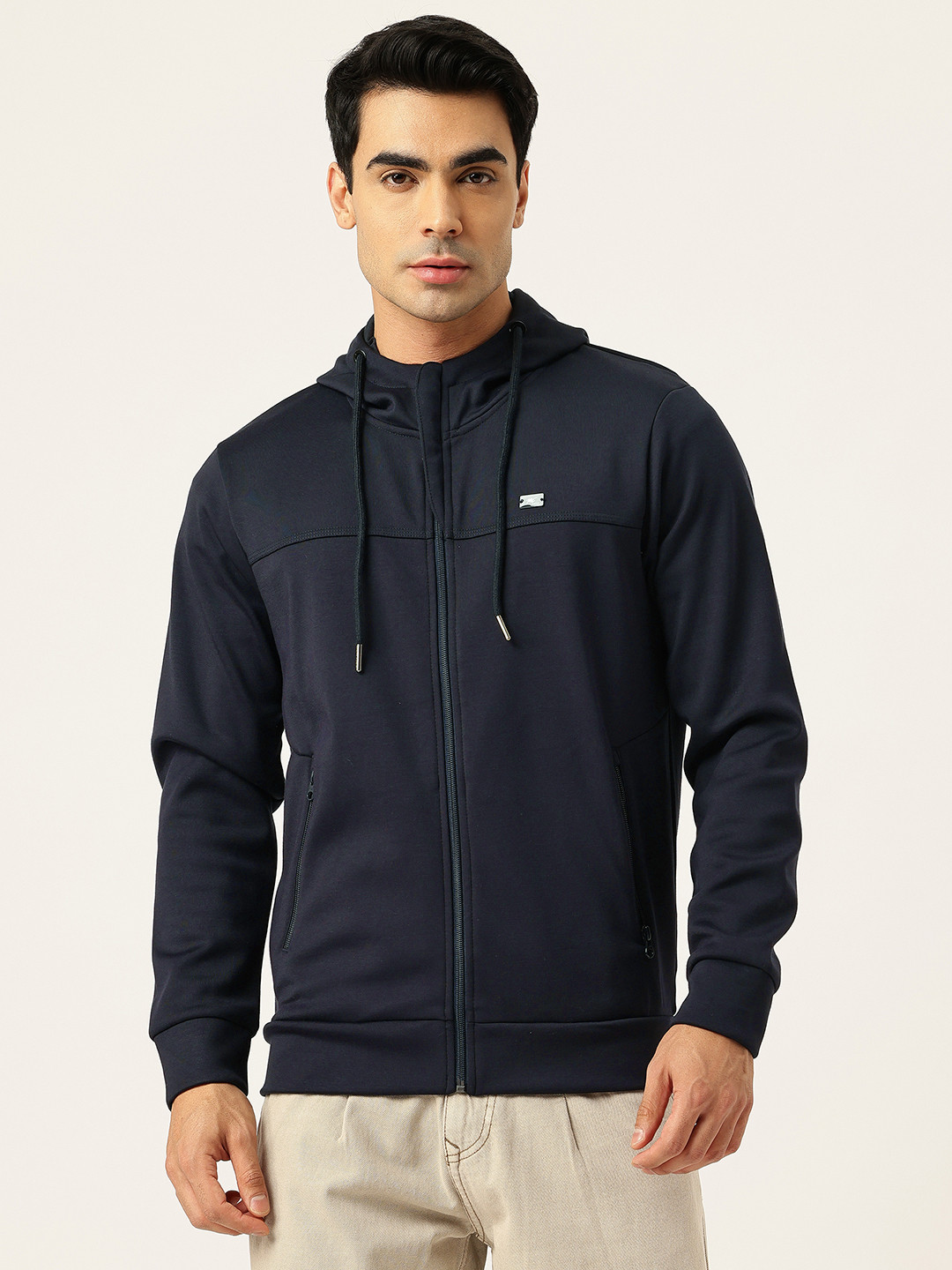 Monte Carlo Hooded Mock Collar Front Open Sweatshirt