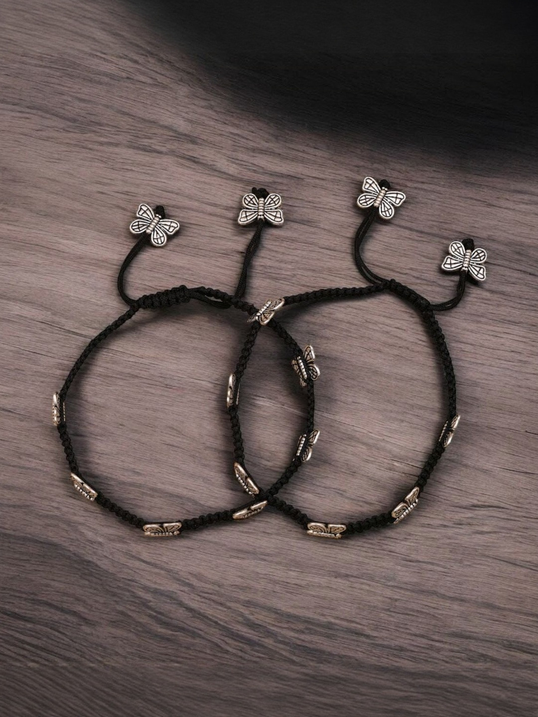 Hardin Style Silver-Plated Butterfly Adjustable Thread Anklets