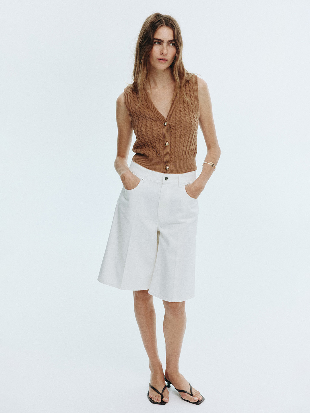 H&M Cotton Acrylic Cable-Knit Waistcoat