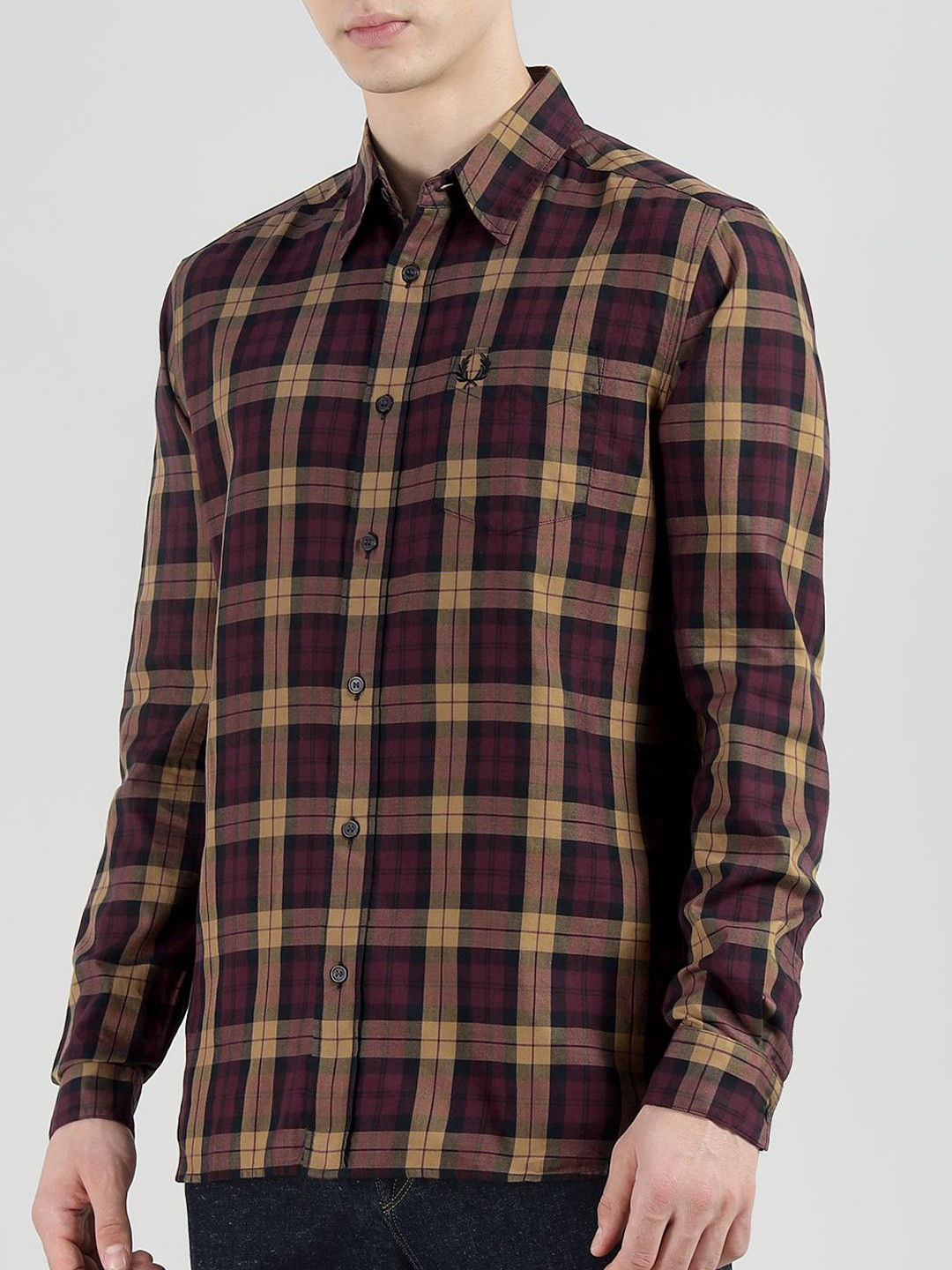 Fred Perry Men Tartan Checks Checked Casual Shirt