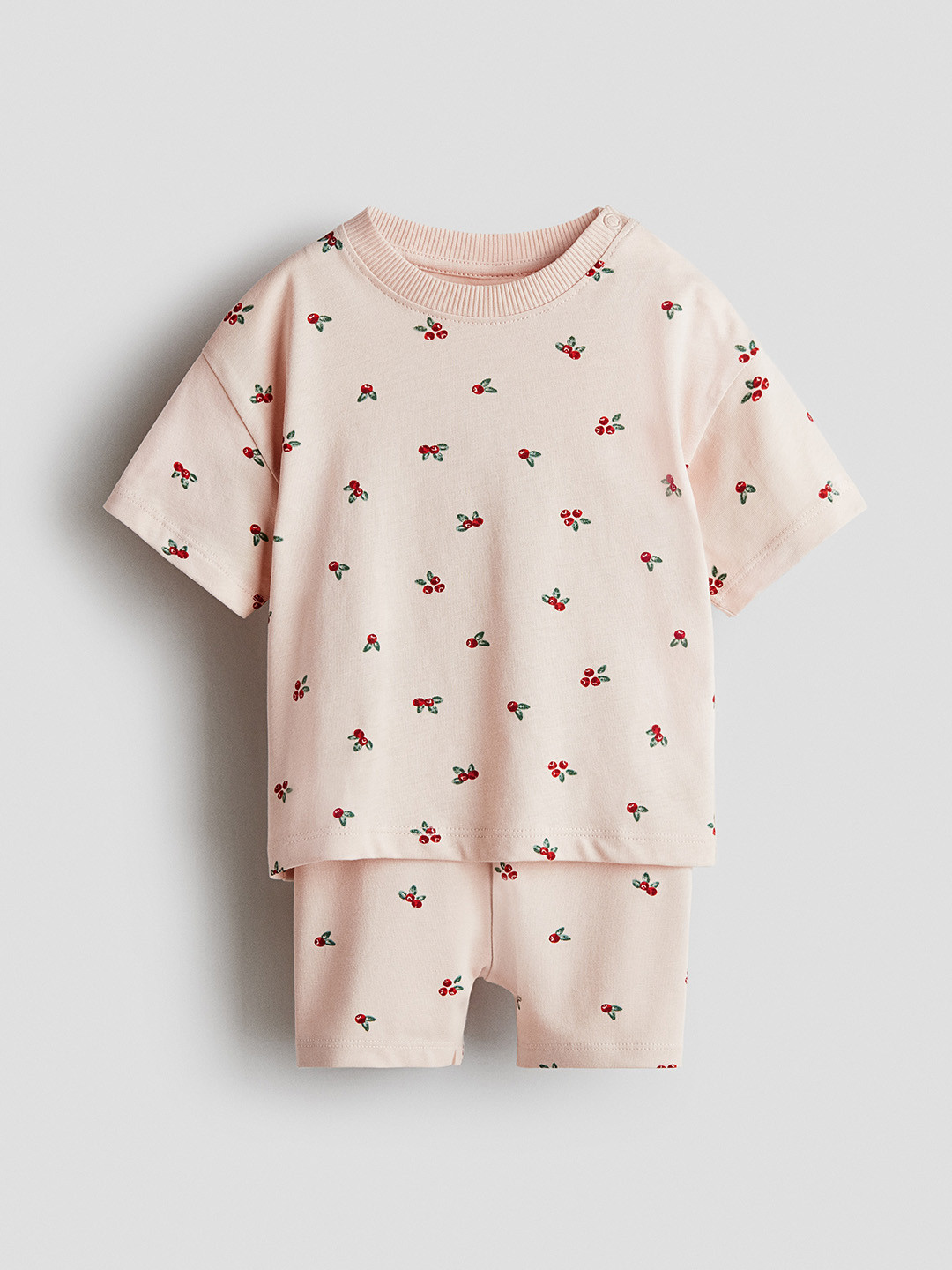 H&M Girls 2-Piece Printed Cotton T-Shirt & Shorts Clothing Set