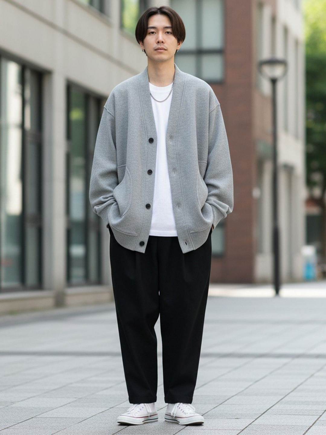 HERE&NOW Men Grey Long Sleeves Cardigan