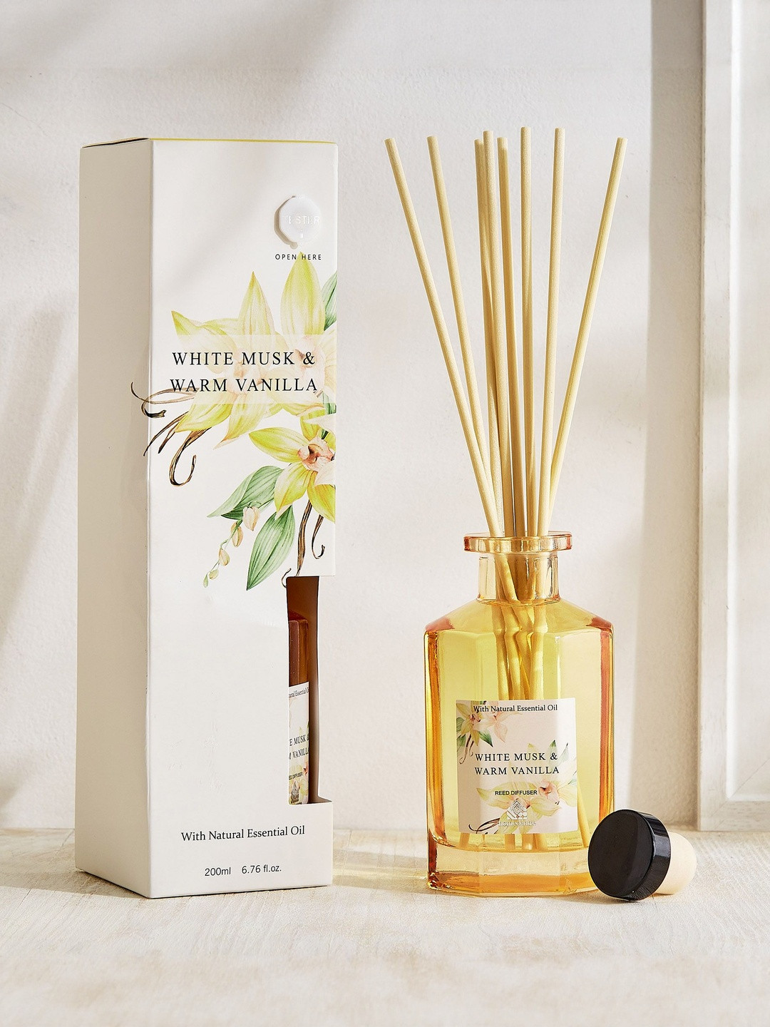 Home Centre Yellow Utopia Refresh Bouquet Musk & Warm Vanilla Reed Diffuser Set