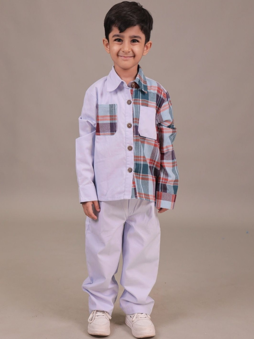 Grit N Groove Boys Checked Shirt with Trousers