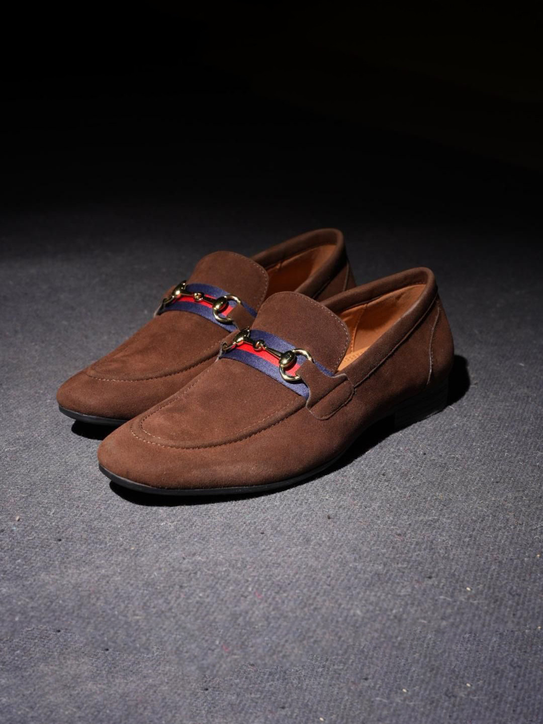 Monkstory Men Round Toe Slip-On Vintage Horsebit Loafers