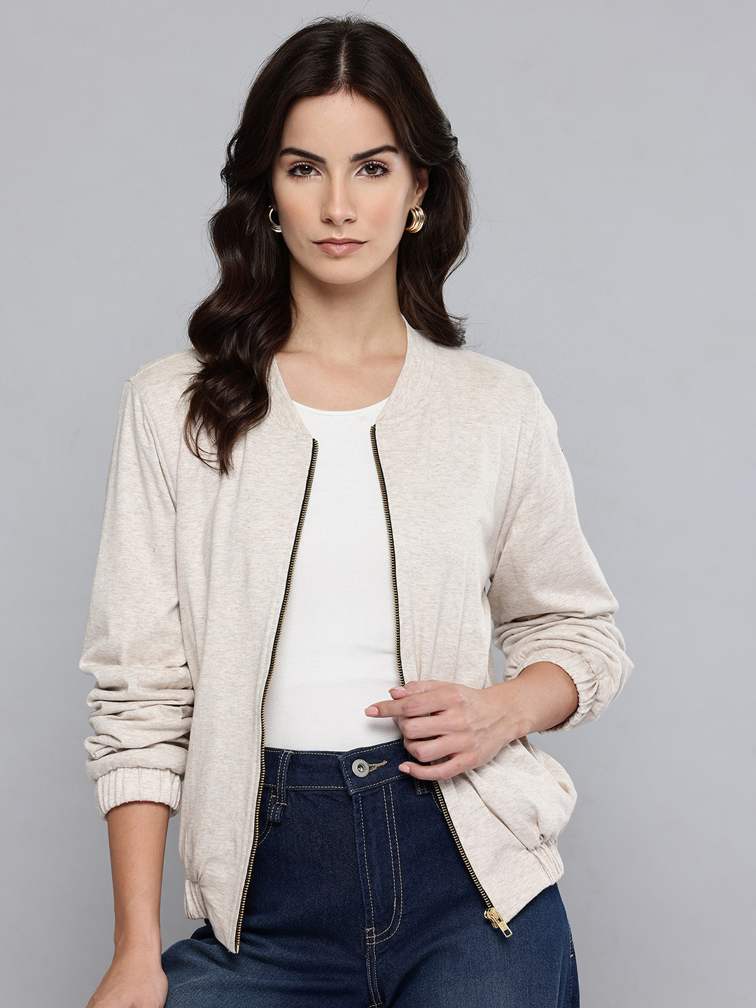 SCOUP Lurex Crop Bomber Jacket