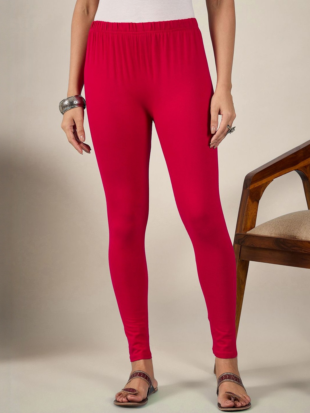 QIOA Pure Cotton Mid-Rise Ankle-Length Leggings