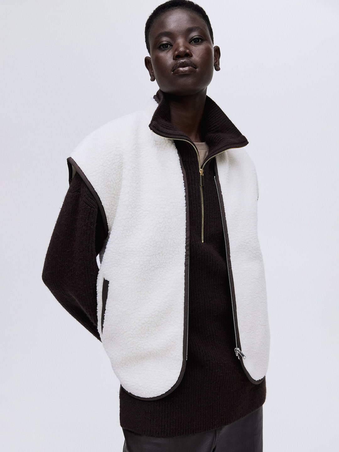 H&M Women Long Sleeves Teddy Gilet