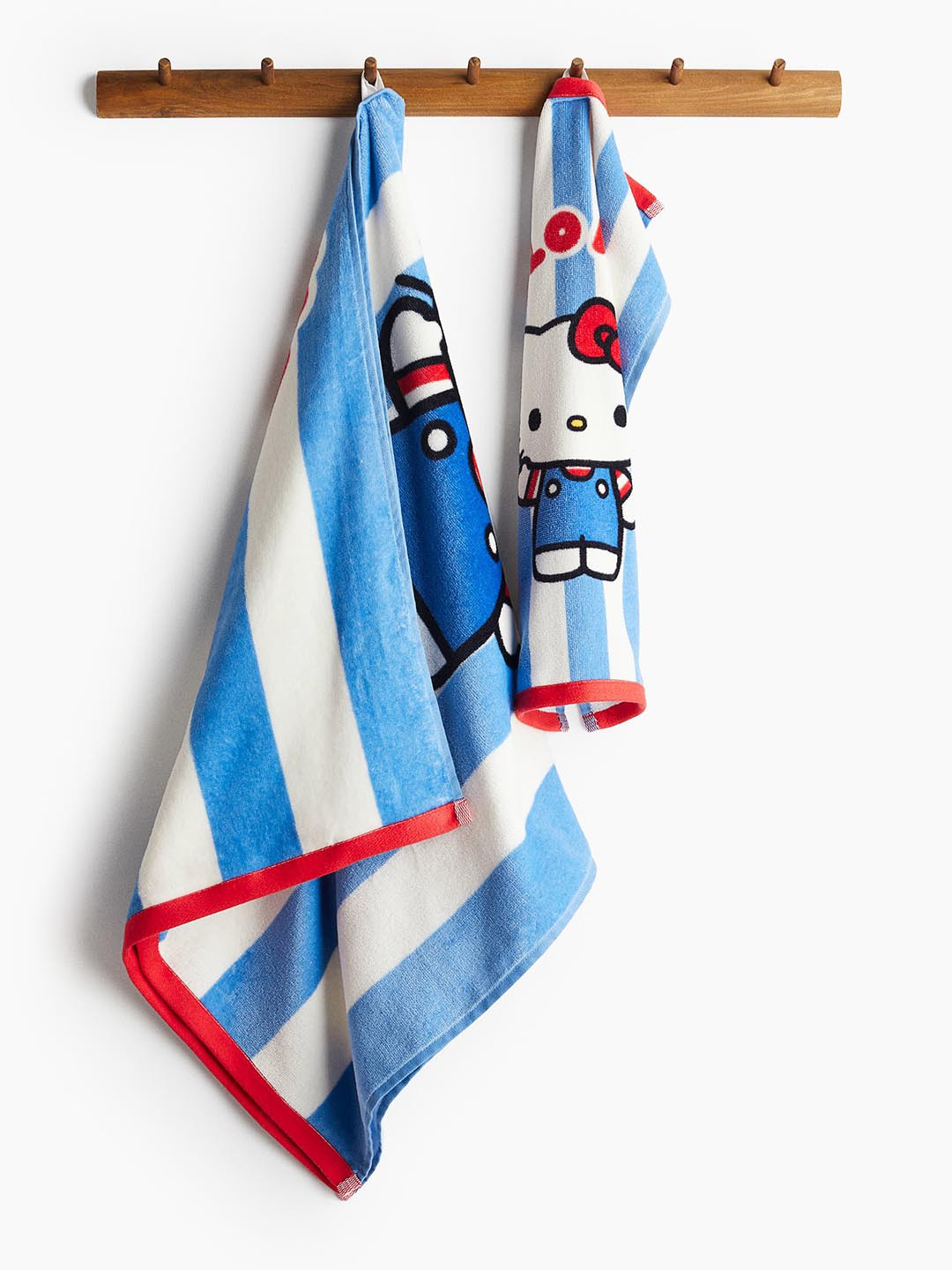 H&M Blue And White Pure Cotton Print-Motif Terry Bath Towel