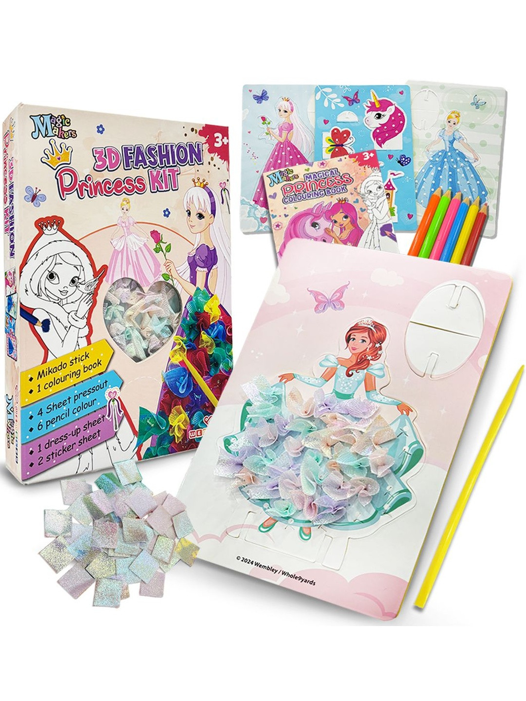 WEMBLEY Kids 3-Piece Princess Doll Art & Craft Activity DIY Kits