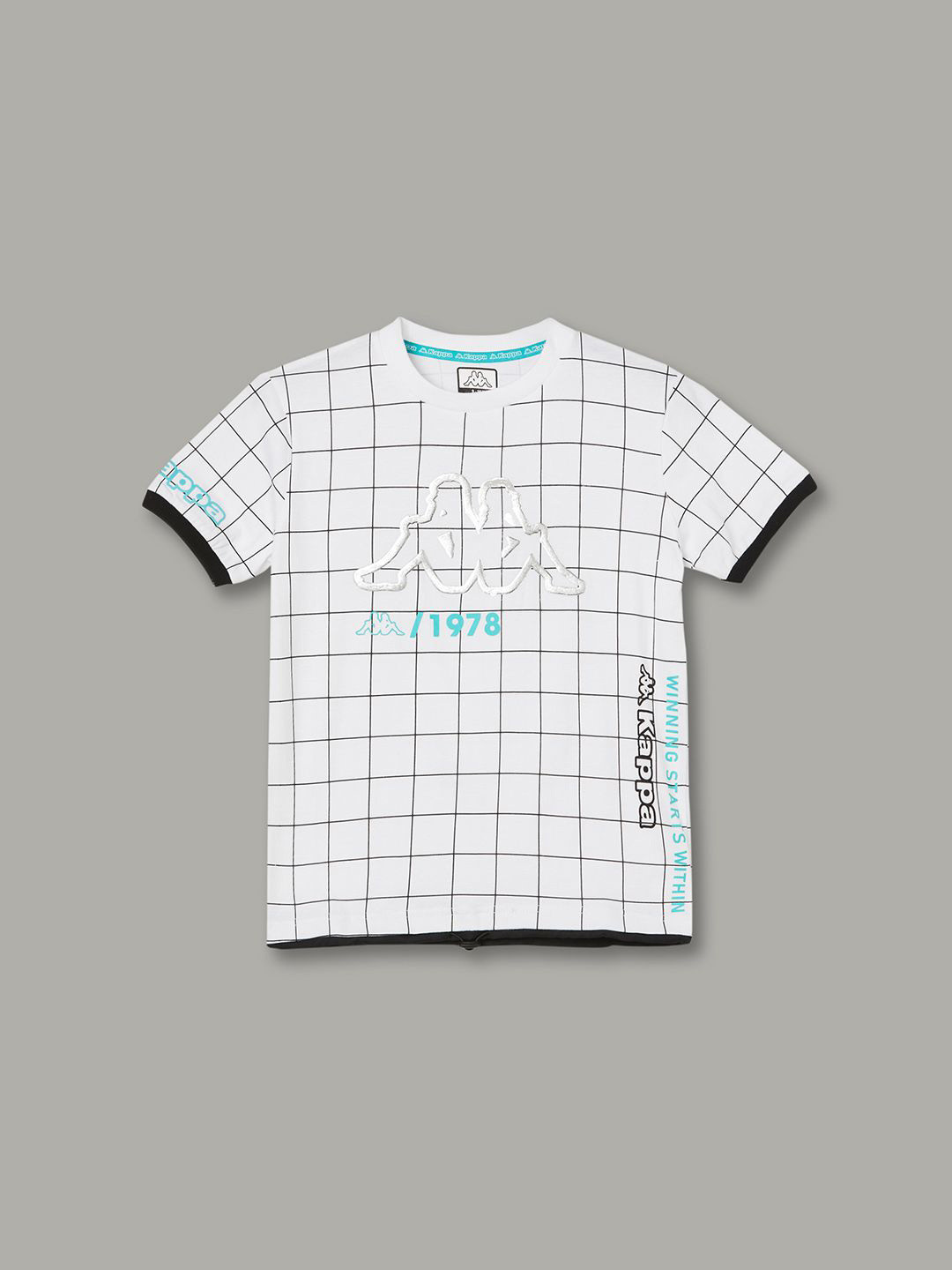 Kappa Boys Checked Round Neck Cotton Tshirt