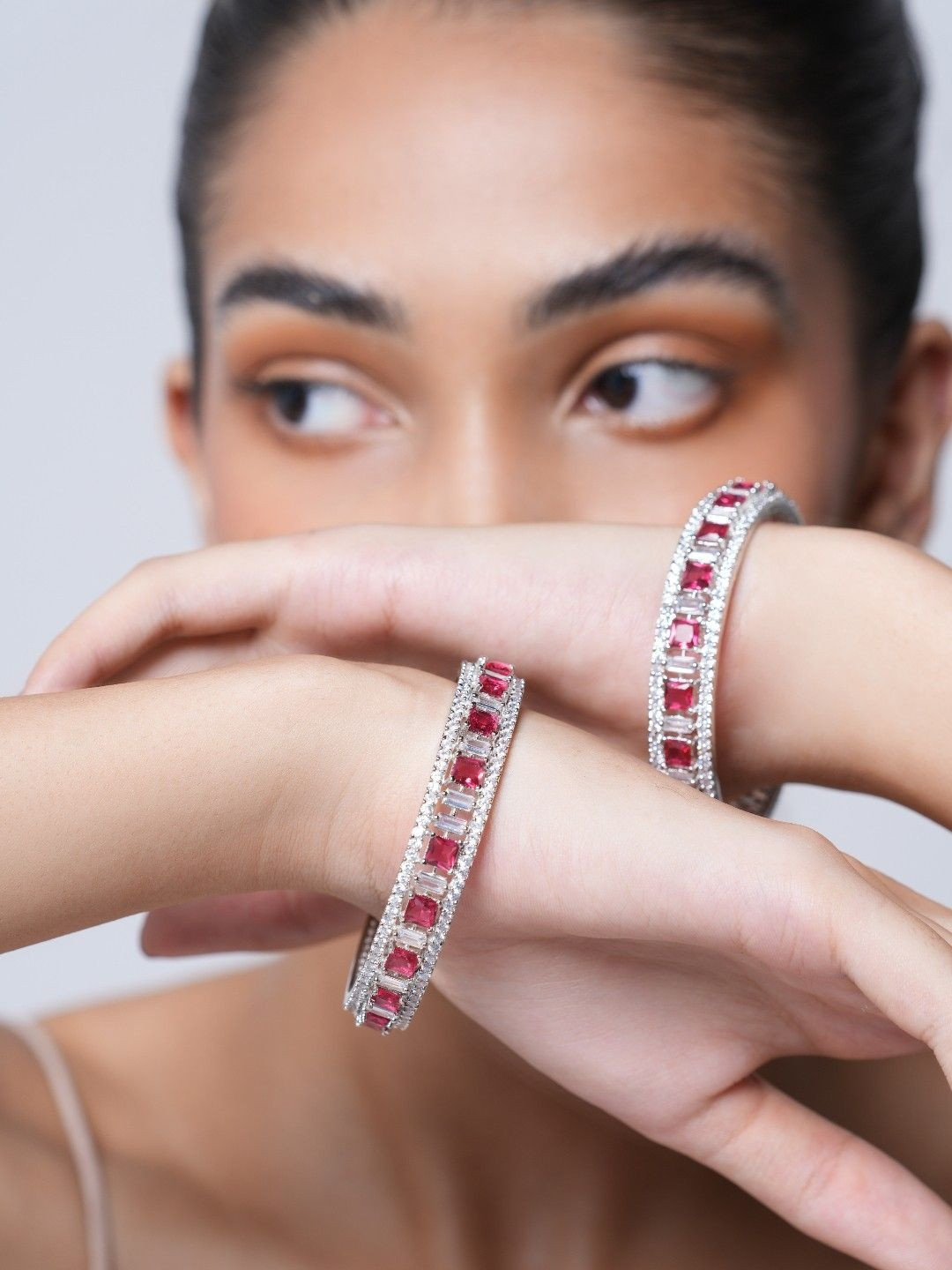 CAO Jewellery Set Of 2 American Diamond Studded Bangles