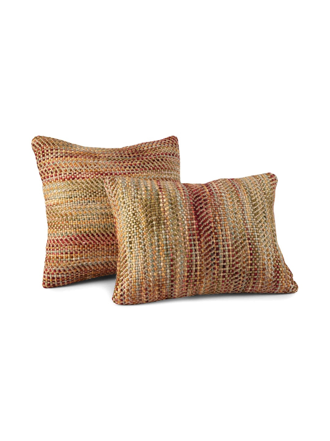 PILLOW TREE Beige Self-Designed Cotton 2 Pcs Rectangle Pre-Filled Cushions 20 cm x 14 cm