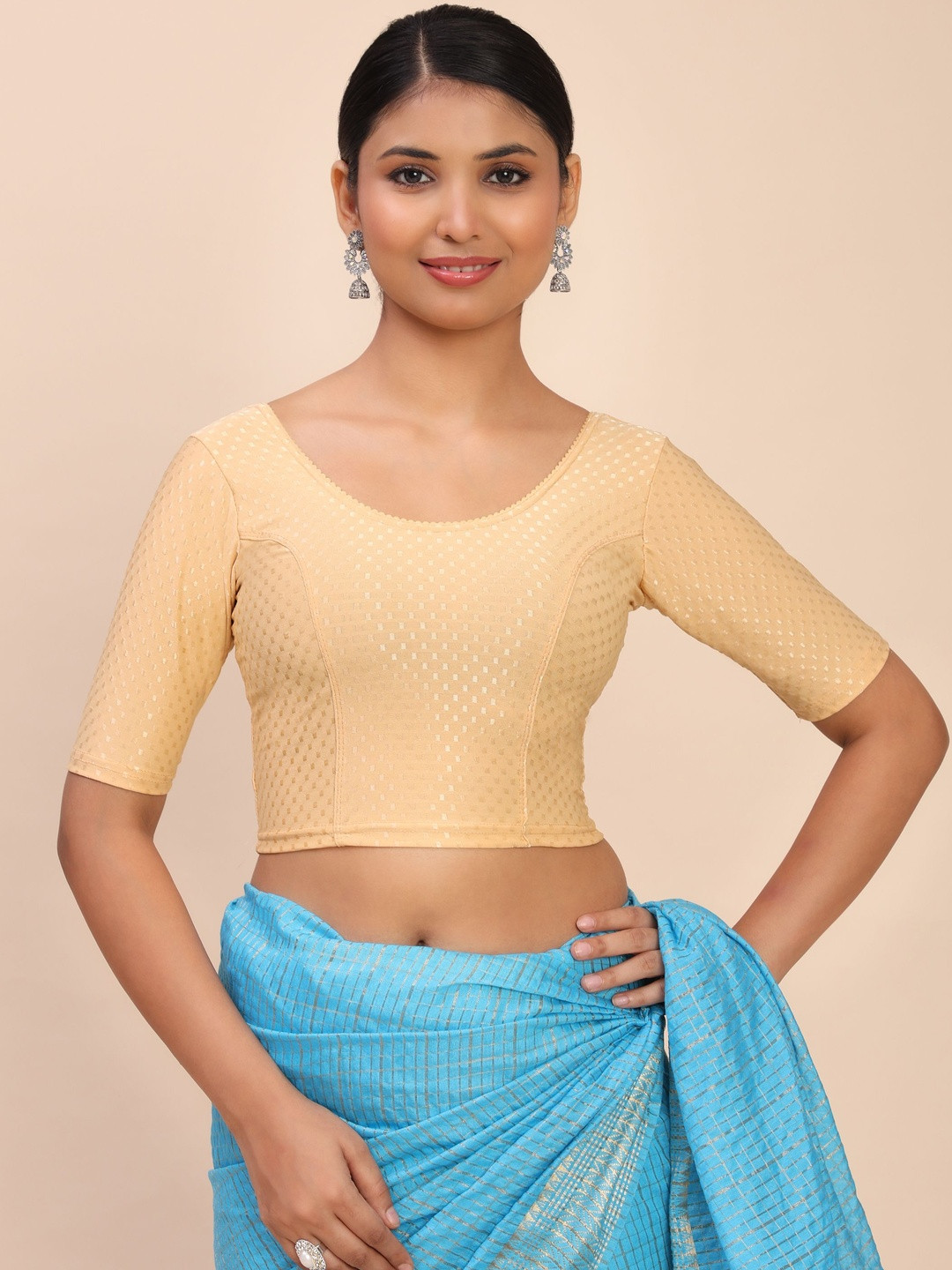 JOYT ENTERPRISE Women Elbow Sleeves Stretchable Saree Blouse