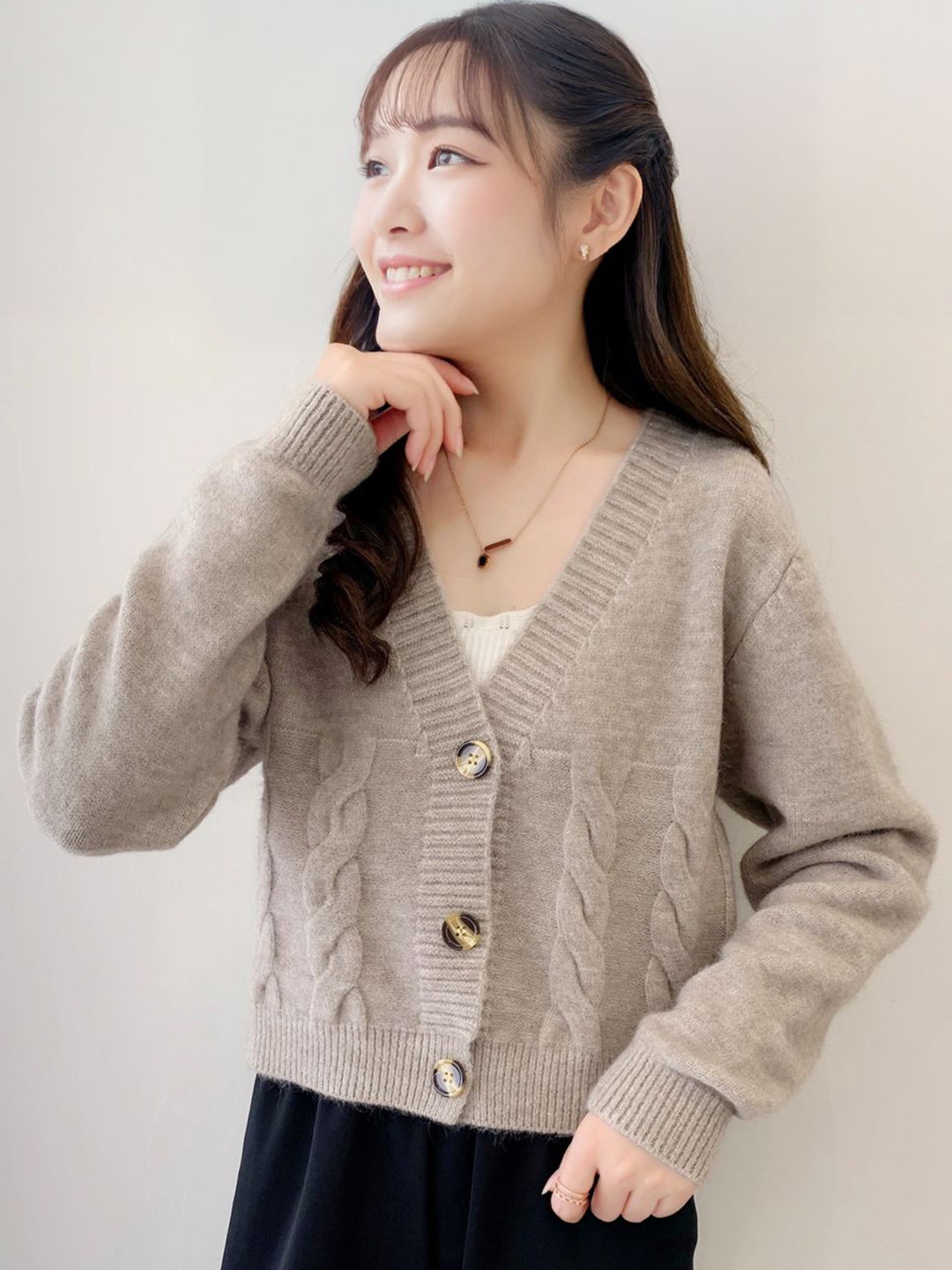 StyleCast Women Self Design V-Neck Long Sleeves Cropped Cardigan