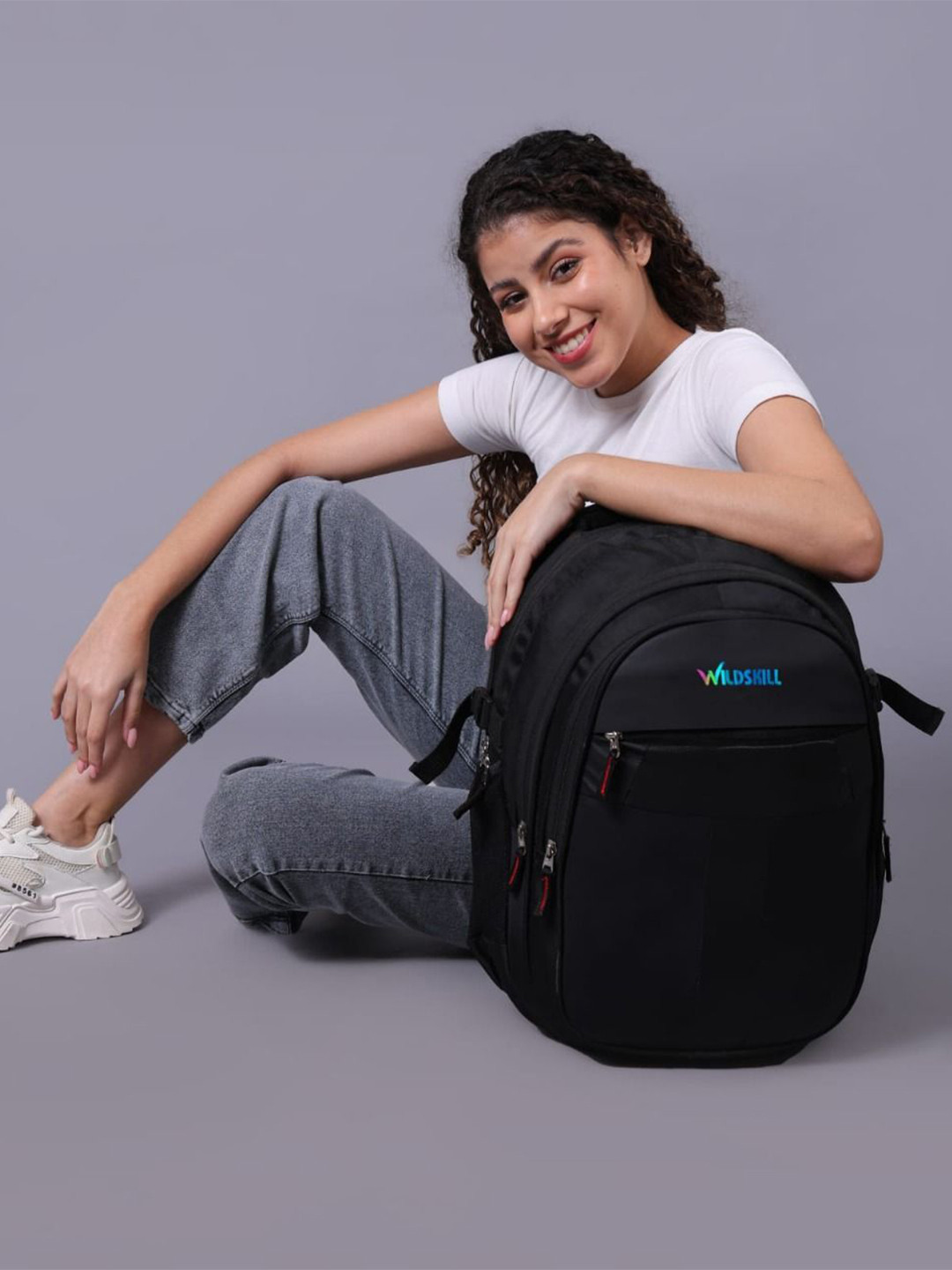 WILDSKILL Unisex Brand Logo Backpack with Compression Straps & Rain Cover