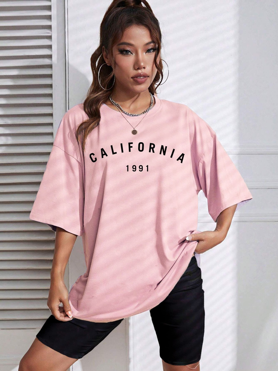 BEING WANTED Women Typography Printed Drop-Shoulder Sleeves Oversized Pure Cotton T-shirt