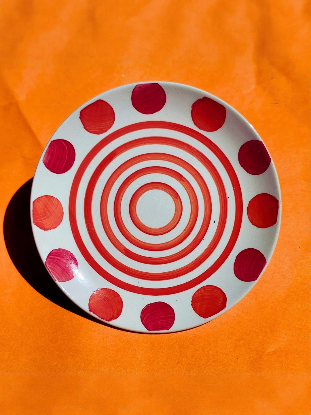 TheYUGO Red 2025 Ceramic Polka Hand-painted Snack Tray