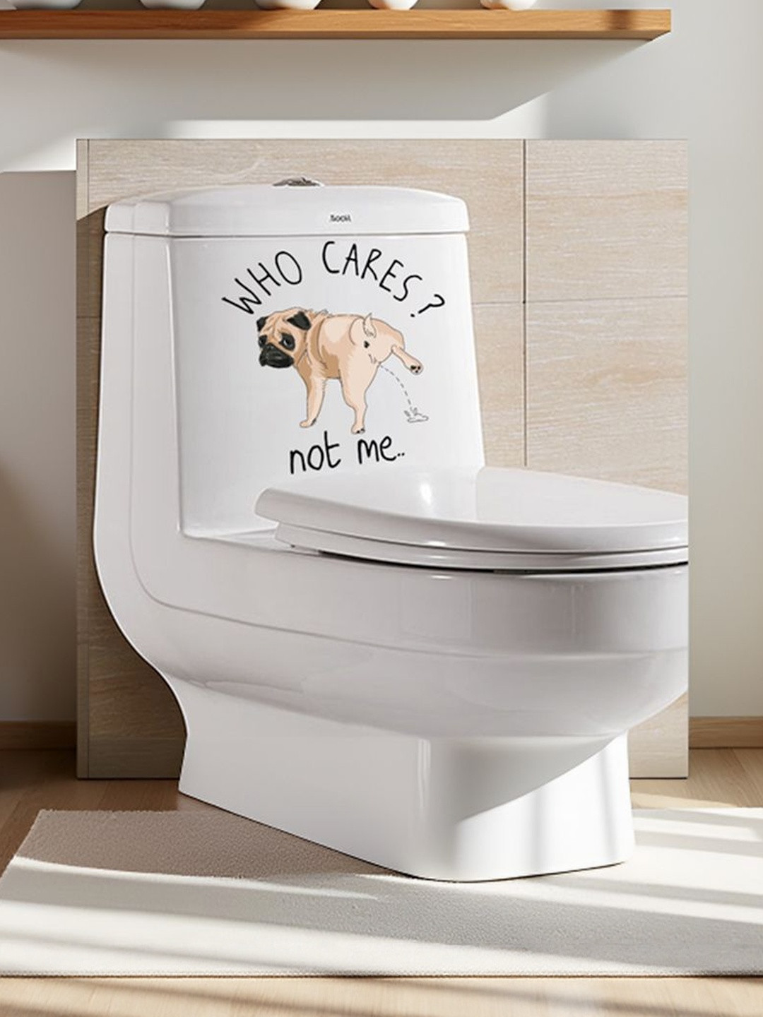 Spiaty Beige & Black Cartoon Dog Pee Printed Waterproof Self-Adhesive Wall Sticker