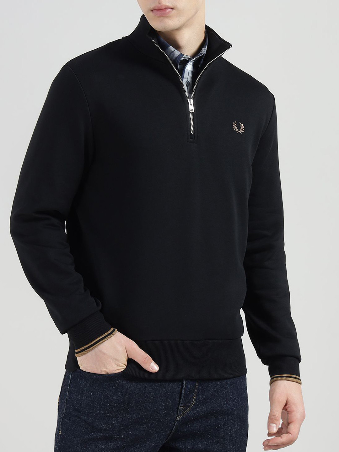 Fred Perry Mock Collar Long Sleeves Sweatshirt