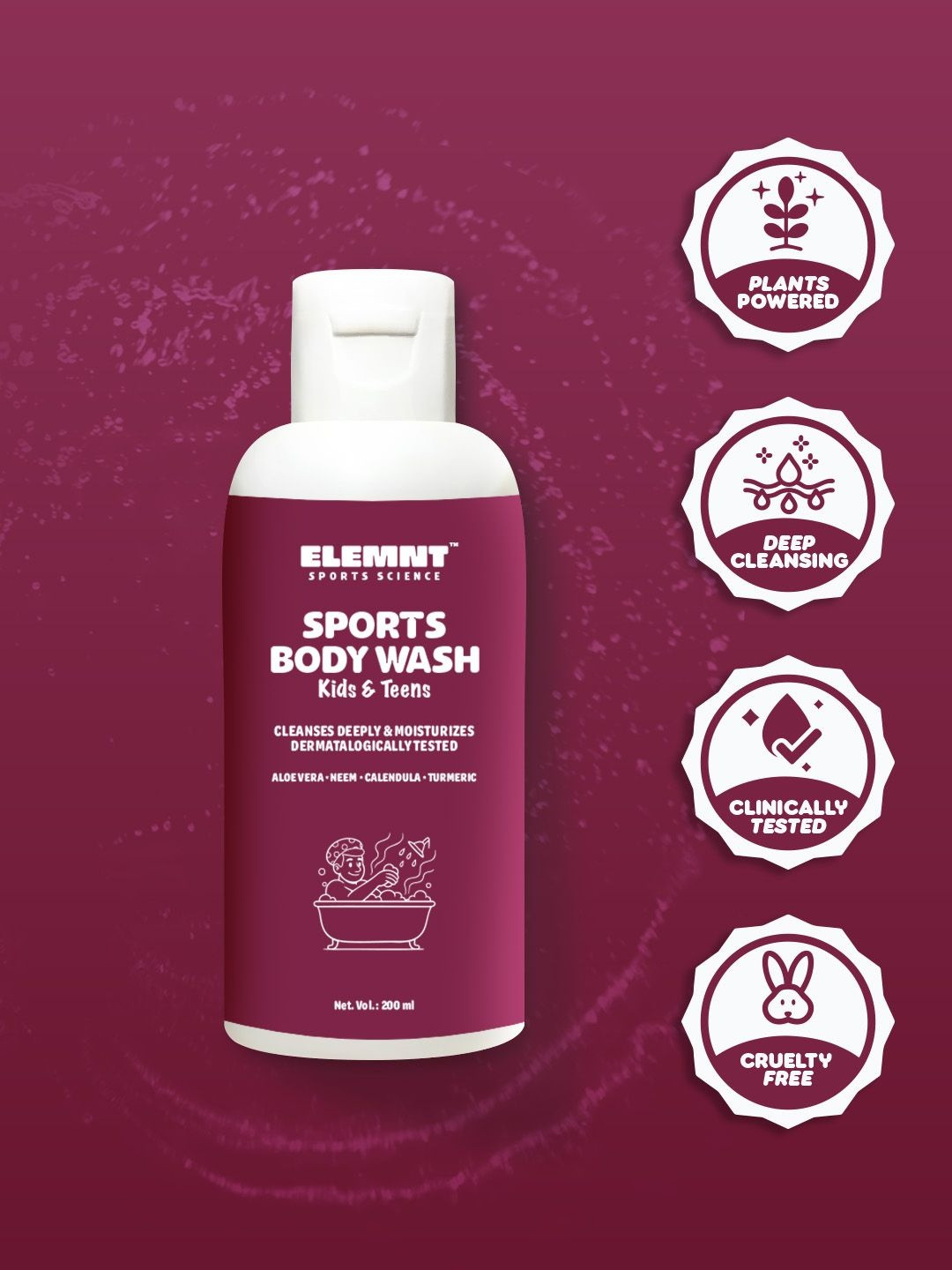 Elemnt Sports Science Sports Body Wash For Kids & Teens - 200 ml