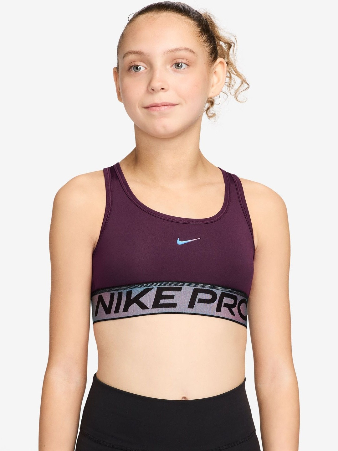 Nike Pro Swoosh Big Kids' Sports Bra With Shine Accents