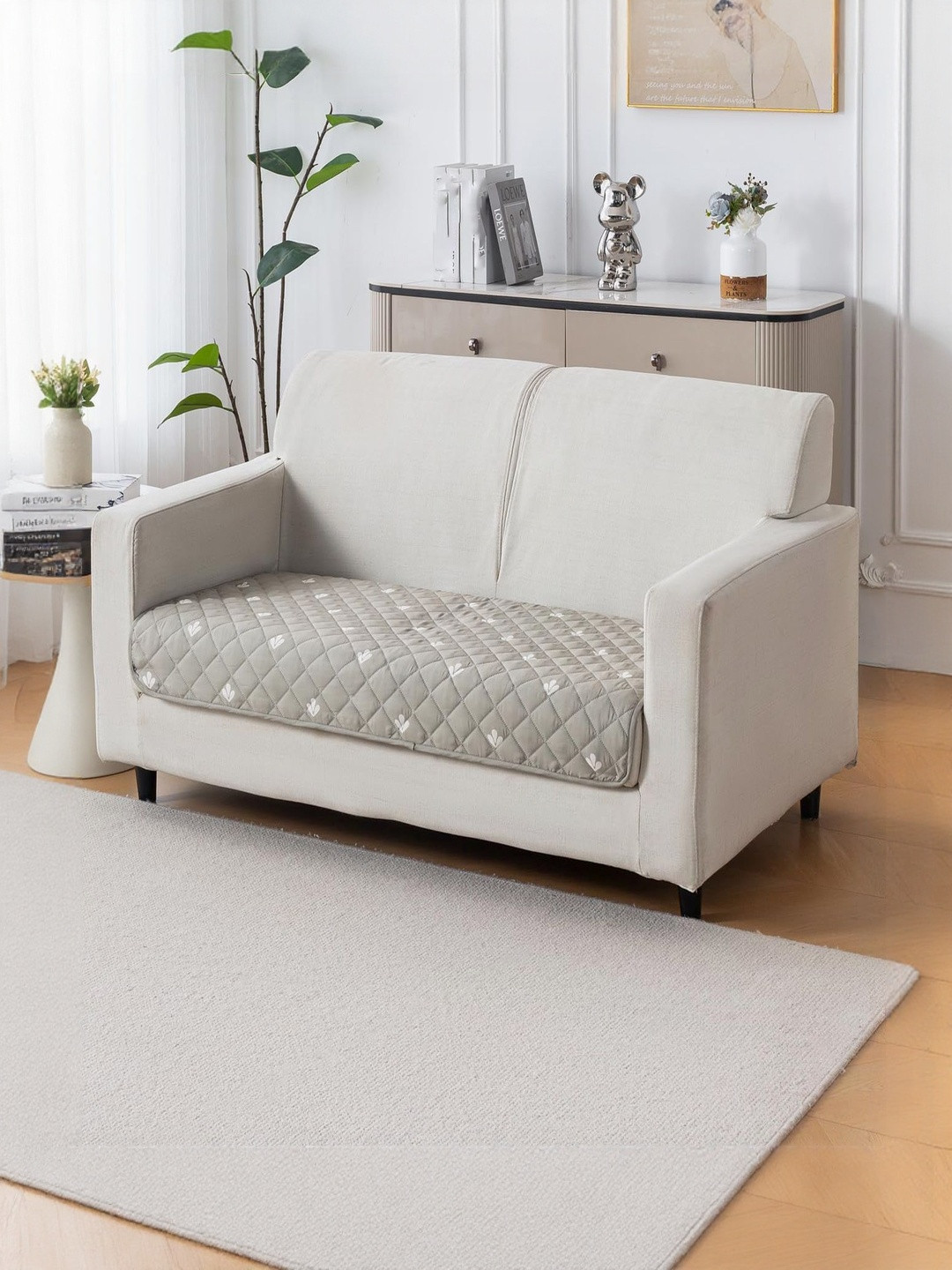 HOUSE OF QUIRK  Grey & White Printed Other Sofa Mat 80x120 CM