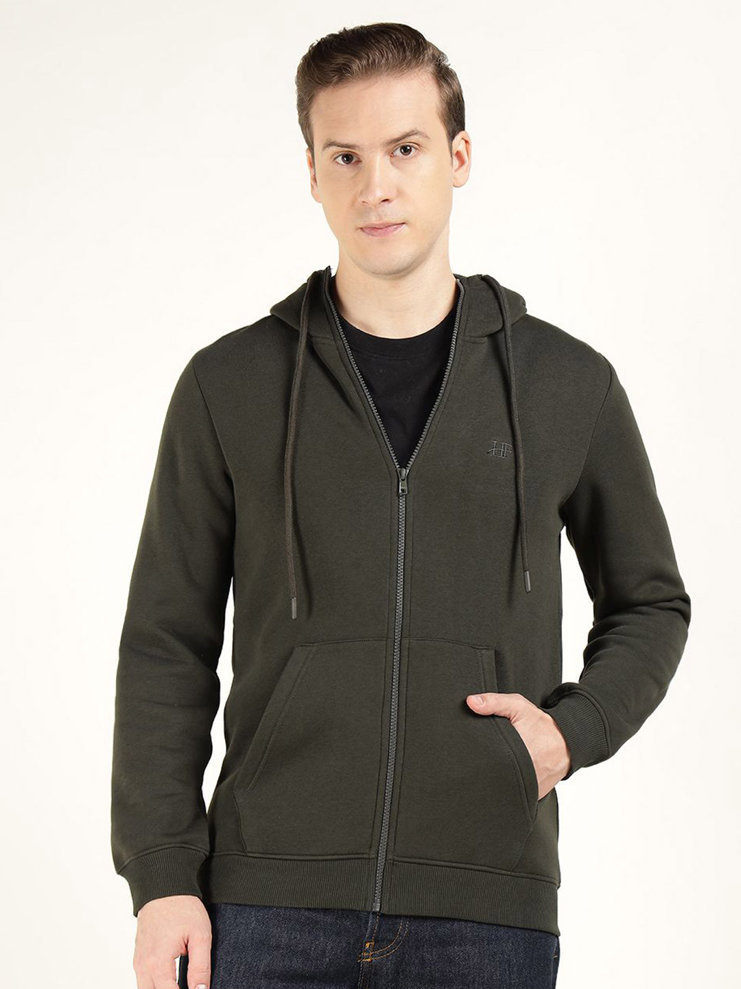 Hancock Men Front Open Fleece Hooded Sweatshirt
