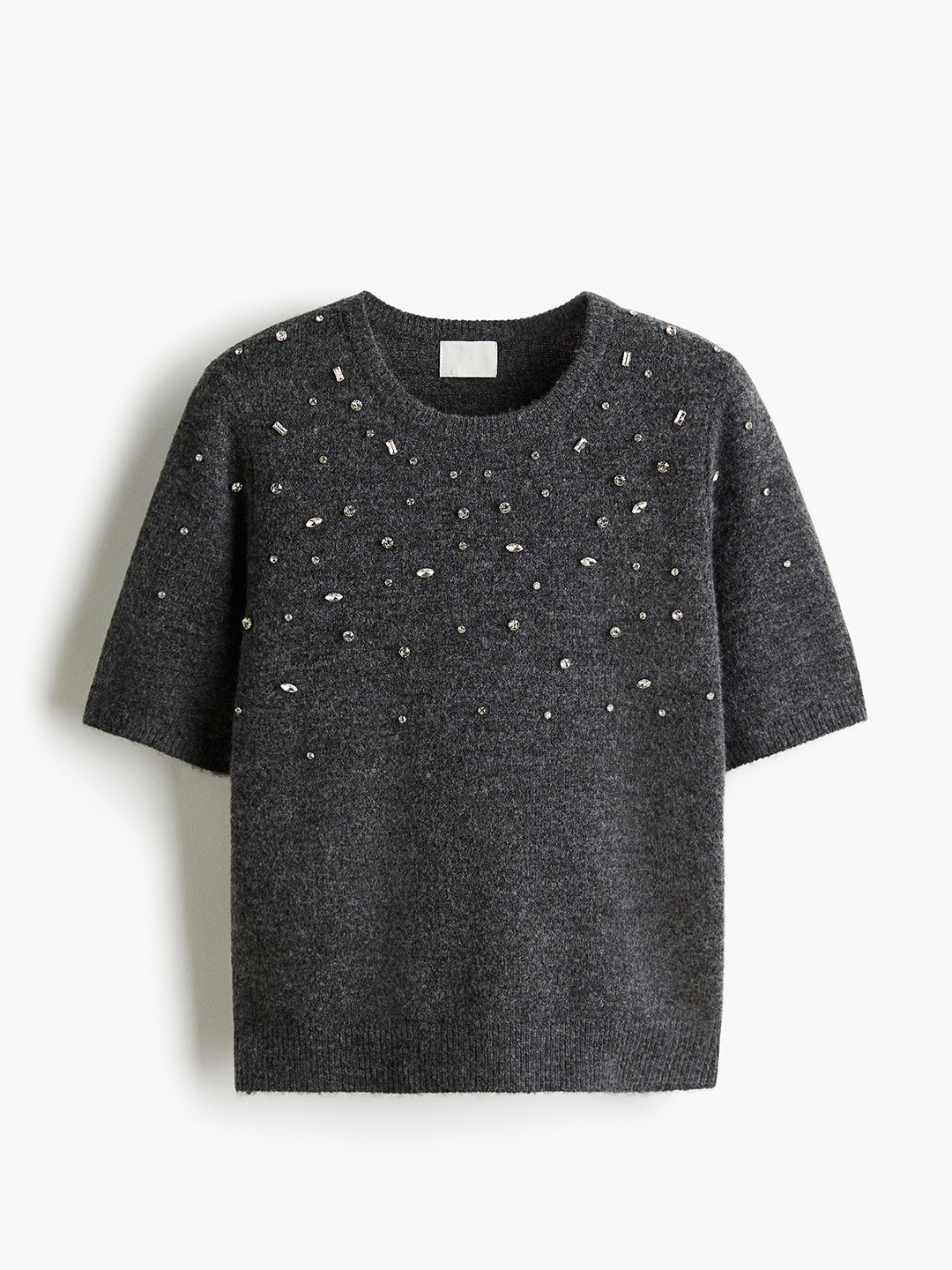 H&M Women Rhinestone-Embellished Fine-Knit Top