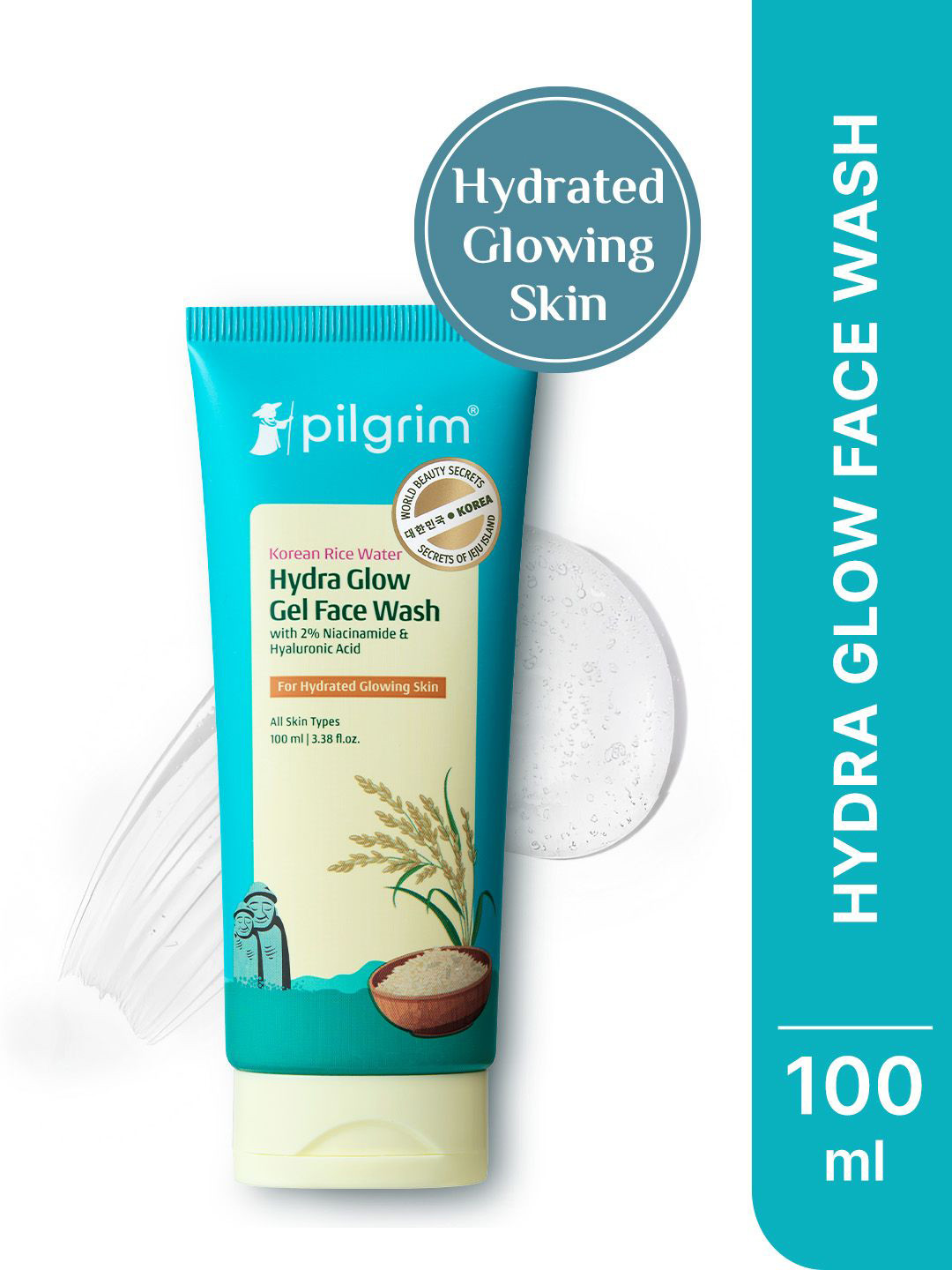 Pilgrim Hydra Glow Korean Rice Water Face Wash With Niacinamide Hyaluronic - 100 ml