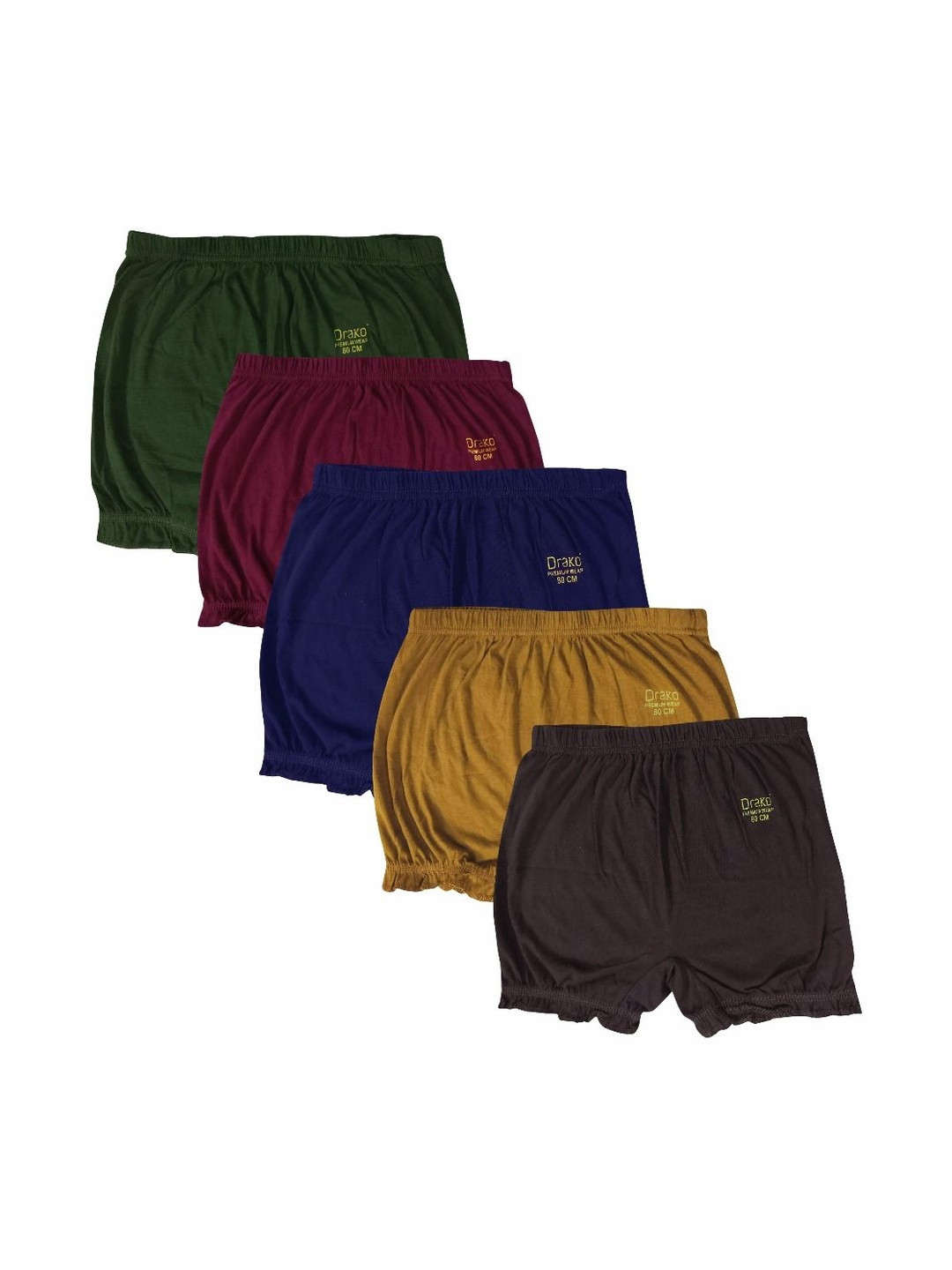 DRAKO Girls Pack Of 5 Mid-Rise Cotton Basic Briefs