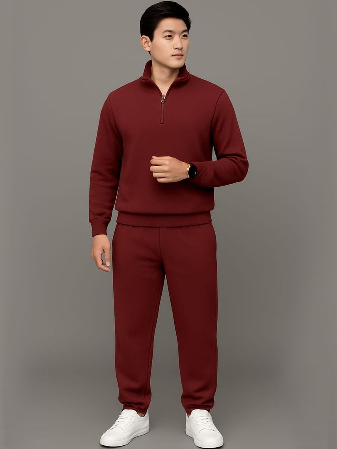 Organic ChicsMen Solid Mock Neck Tracksuits